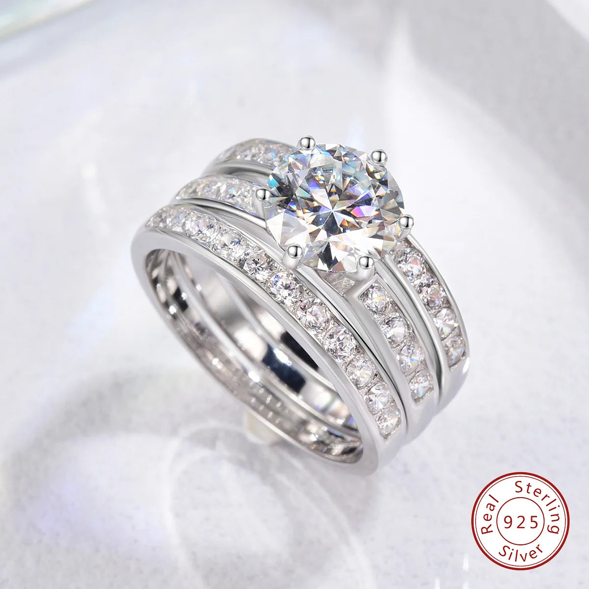 Brileon Evynora Triple Moissanite Ring Set - Brileon