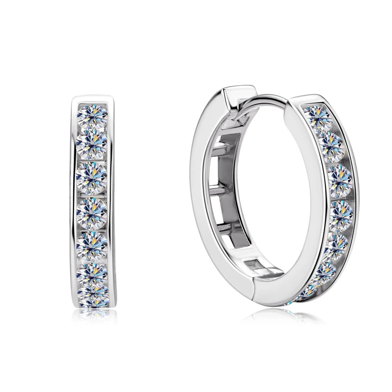 RAPRGOLD GRA Certified Moissanite Hoop Earrings for Women Men's Real S925 Sterling Silver Round Earring Jewelry Gifts orecchini - Brileon