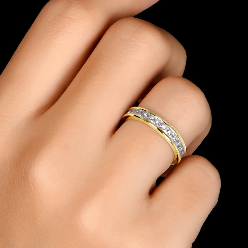 RAPRGOLD 2*2mm Fashion Princess Cut Light Luxury Zircon Ring Dainty 925 Sterling Silver Rings for Men Women Fine Jewelry Gift - Brileon