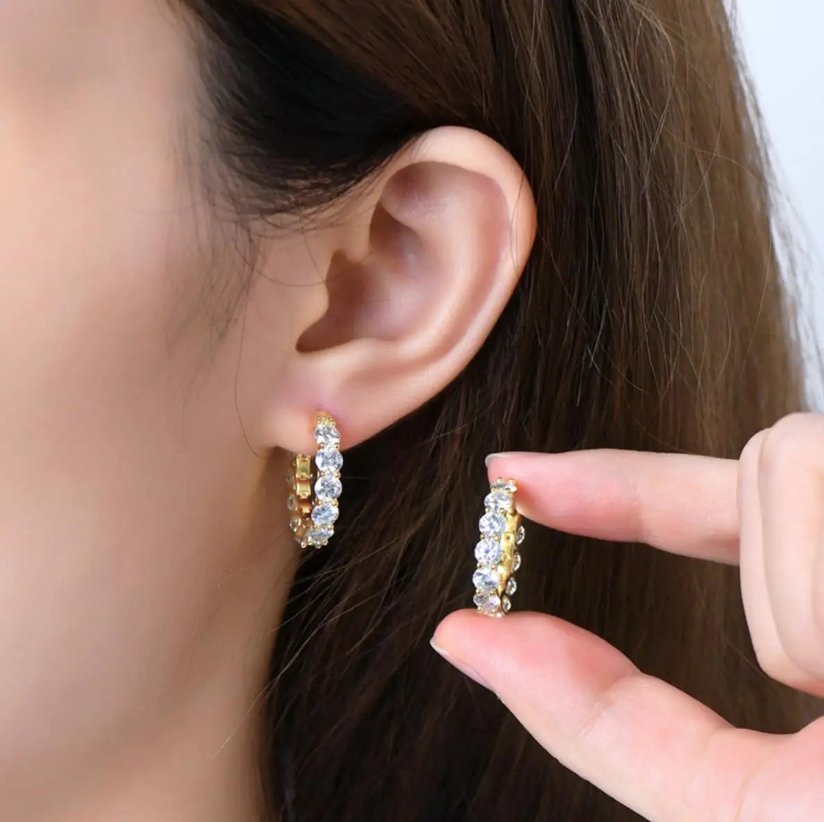 Luxury 4mm Full Moissanite Hoop Earring Original Certified 925 Silver 3.6ct Moissanite Diamond Earring for Women Wedding Jewelry - Brileon