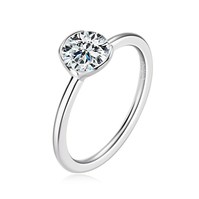 RAPRGOLD 1CT Moissanite Classic Solitaire Wedding Ring 925 Sterling Silver Ladies Engagement Rings for Women Fine Jewelry Gifts - Brileon