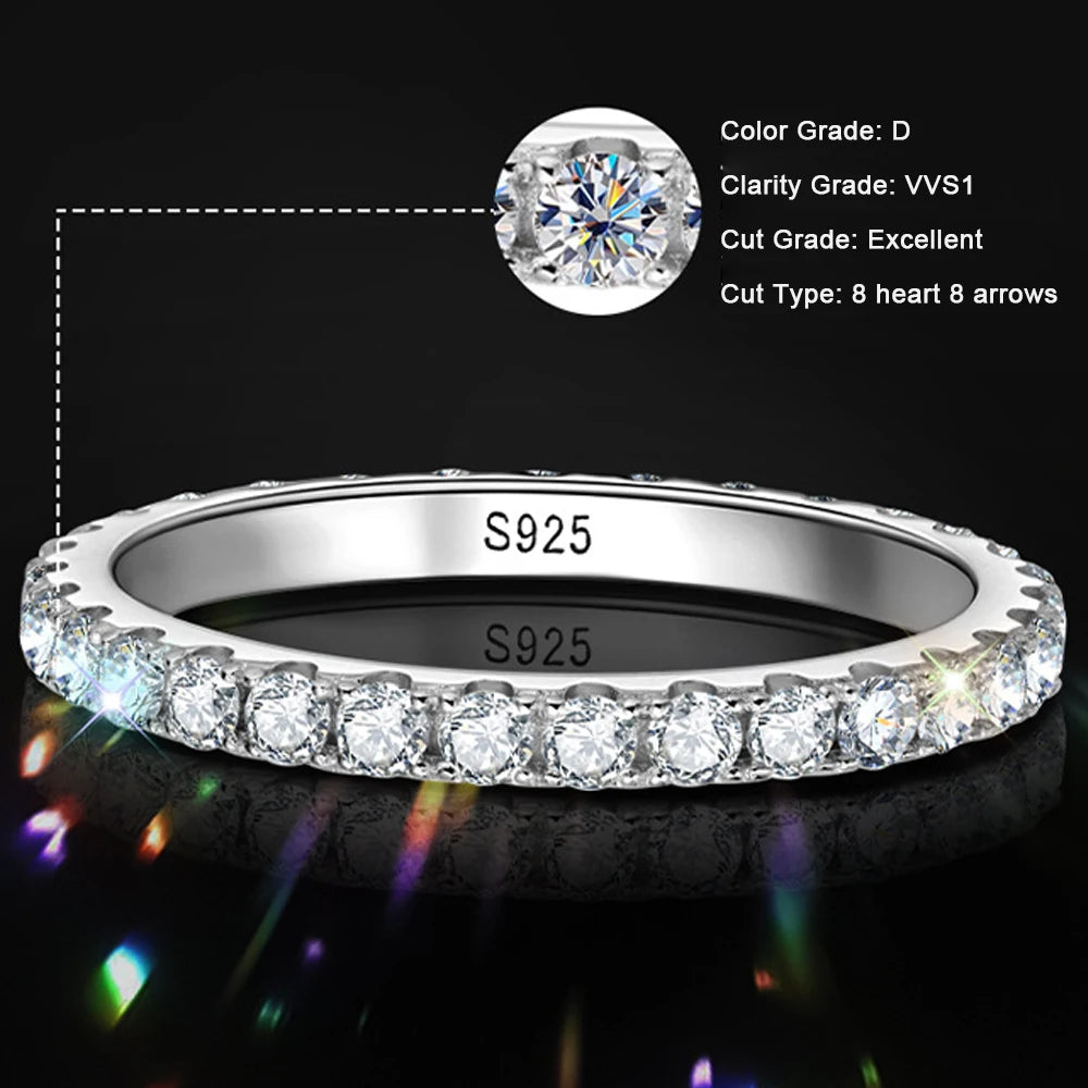 Brileon Eternal Spark Moissanite Eternity Band – 18K White Gold Plated S925 - Brileon