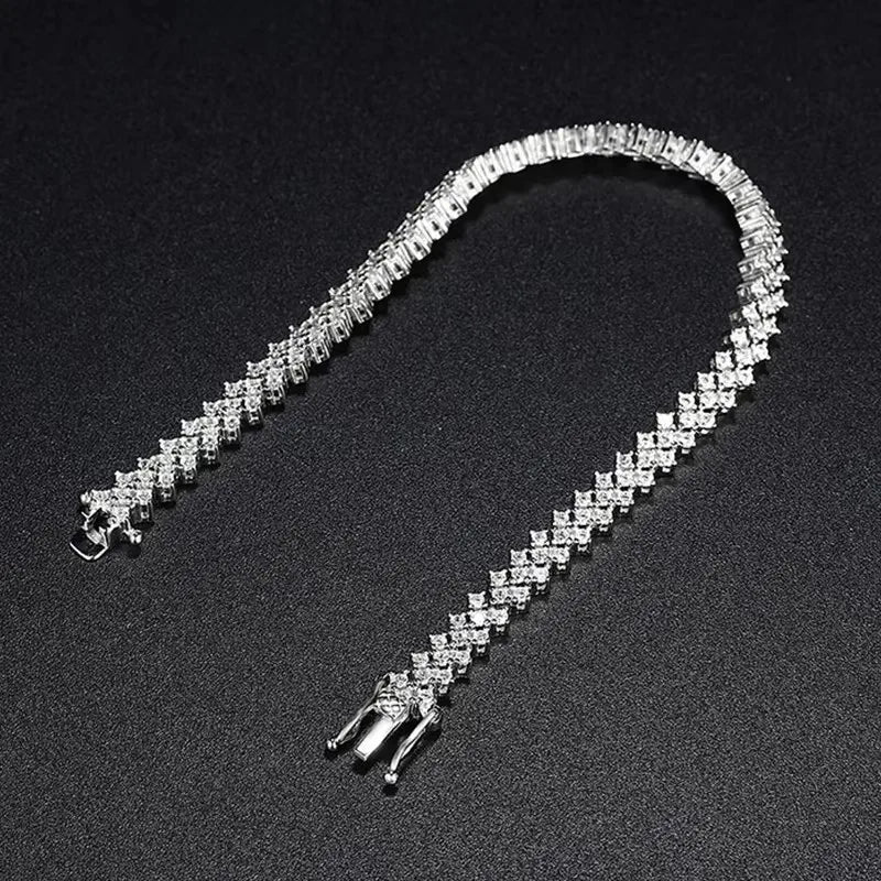 NeeTim Moissanite Tennis Bracelet 925 Sterling Silver Full Diamond Bracelets with Gold Plated Fine Jewelry For Women with GRA - Brileon