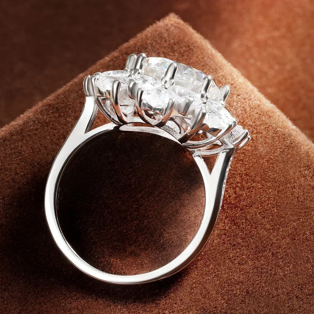 5 Carat D Color Moissanite Ring for Women 925 Sterling Silver Plated 18k White Gold Engagement Wedding Band Sparkling Jewelry - Brileon
