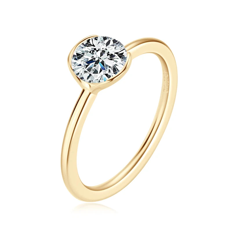 RAPRGOLD 1CT Moissanite Classic Solitaire Wedding Ring 925 Sterling Silver Ladies Engagement Rings for Women Fine Jewelry Gifts - Brileon