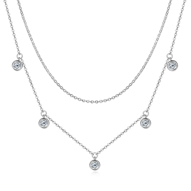Brileon Celestelle Moissanite Double Layer Pendant Necklace - Brileon