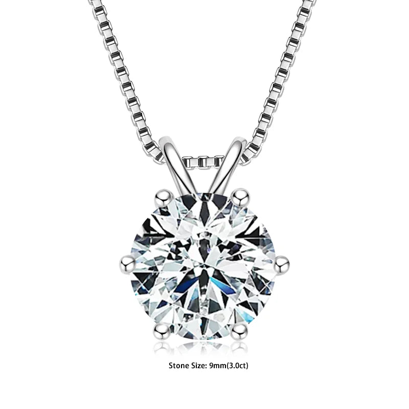 GRA Certified Moissanite Pendant – 925 Silver Solitaire Necklace (0.5-5ct) - Brileon