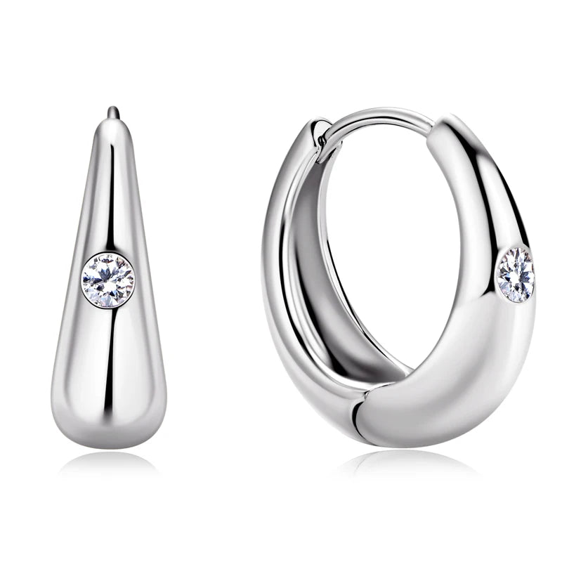 RAPRGOLD Certified 2.5mm Moissanite Retro Hoop Earring for Women S925 Sterling Silver Exquisit Earrings Jewelry Gifts pendientes - Brileon