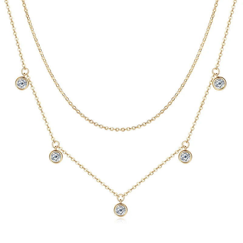 Brileon Celestelle Moissanite Double Layer Pendant Necklace - Brileon