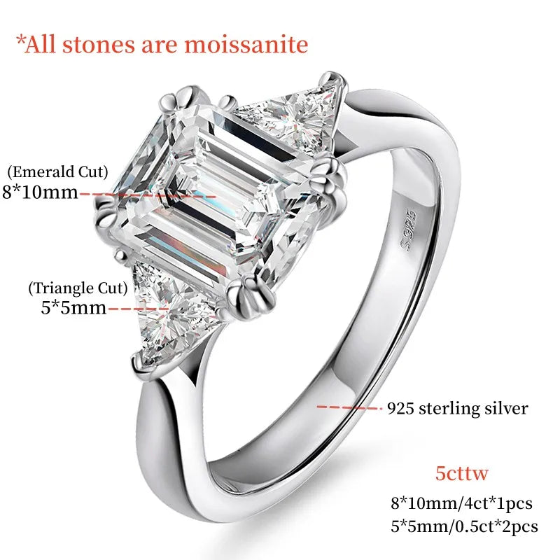 Brileon Elvéra 5CT Emerald Moissanite Ring - Brileon