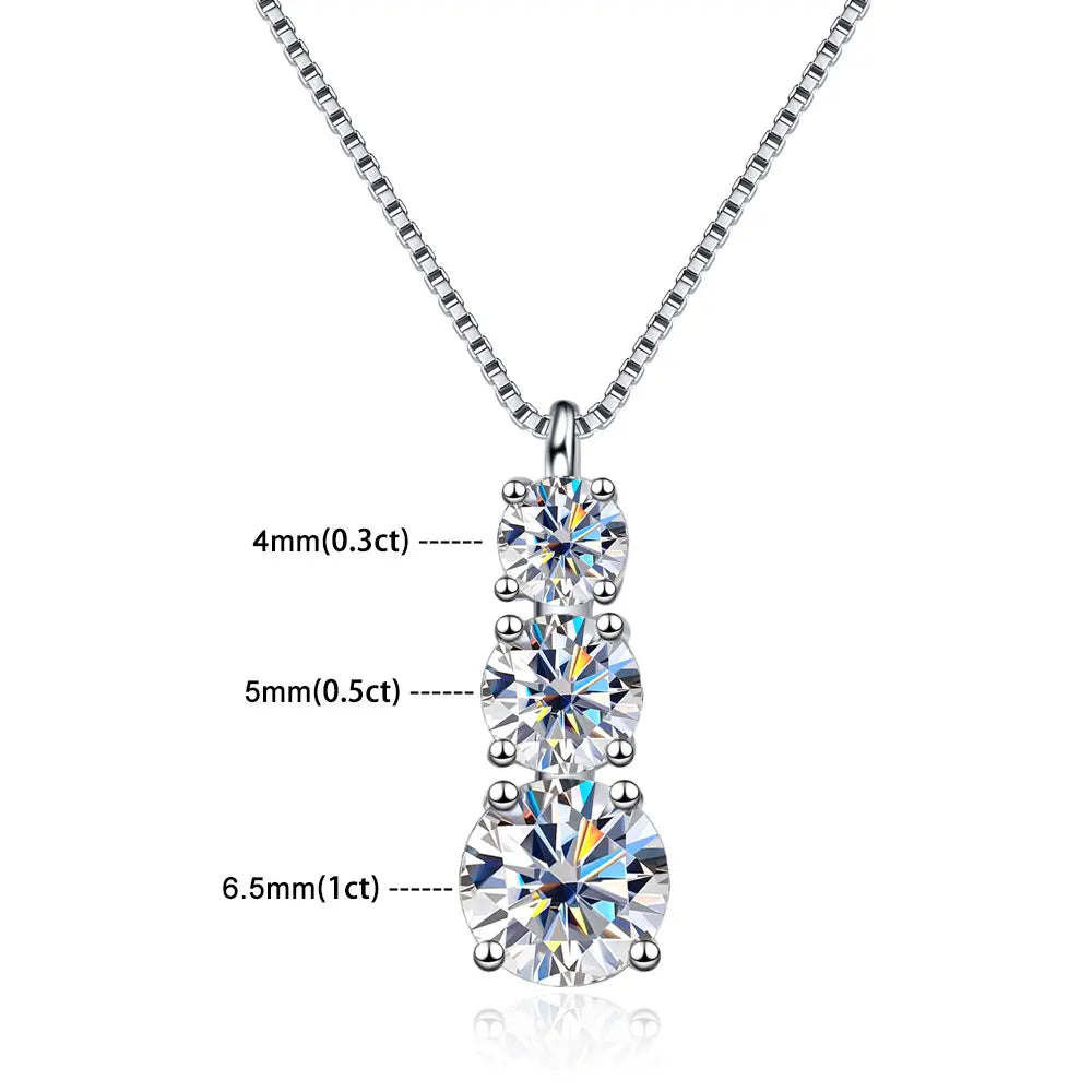 Brileon Lumina Moissanite Diamond Necklace – 18K White Gold Plated S925 - Brileon