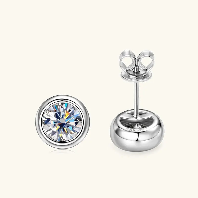 RAPRGOLD Round Moissanite Exquisite Stud Earring for Women S925 Sterling Silver Piercing Earrings Fine Jewelry Gifts Pendientes - Brileon