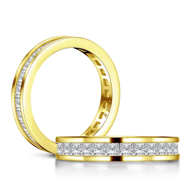 RAPRGOLD 2*2mm Fashion Princess Cut Light Luxury Zircon Ring Dainty 925 Sterling Silver Rings for Men Women Fine Jewelry Gift - Brileon