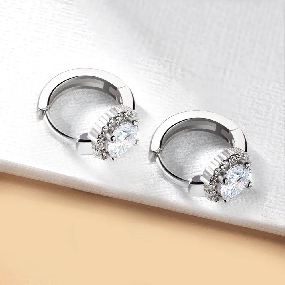 Serenty 2ct D Color Moissanite Hoop Earrings For Women Wedding Bridal S925 Sterling Silver Couples Stud Earring Anniversary Gift - Brileon