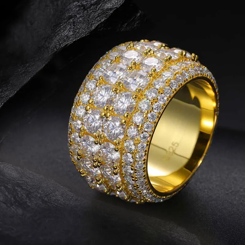 TUHE Unisex 925 Silver Ring Moissanite Stone Iced Out Couple Rings For Women Men Hip Hop Gifts - Brileon