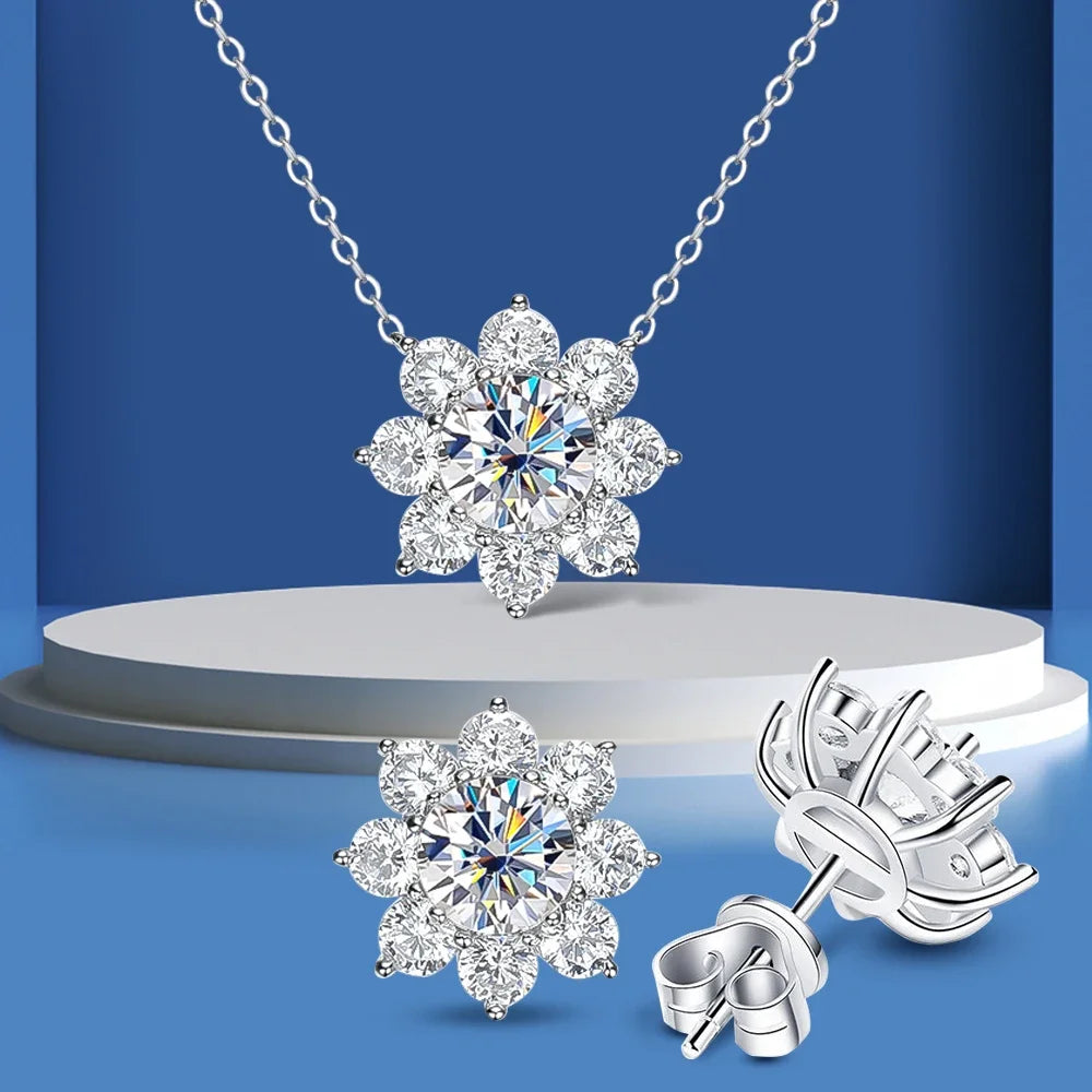 Brileon SunBliss Moissanite Jewelry – Necklace, Earrings, or Complete Set - Brileon