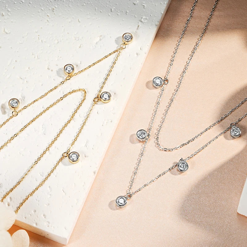 Brileon Celestelle Moissanite Double Layer Pendant Necklace - Brileon