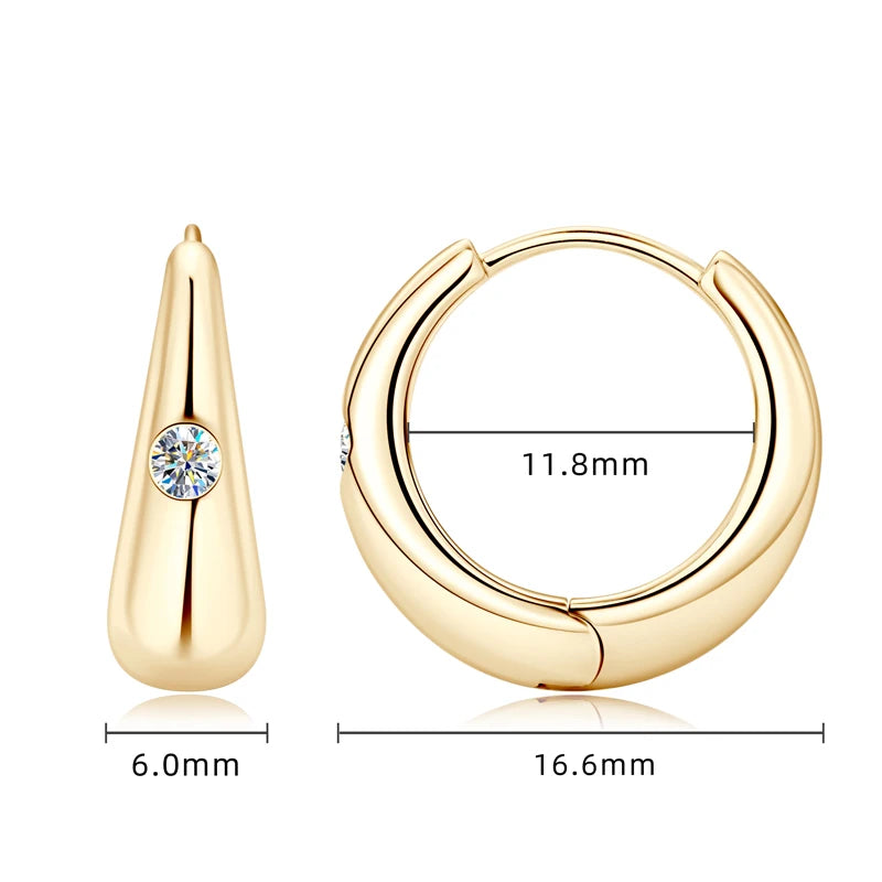 RAPRGOLD Certified 2.5mm Moissanite Retro Hoop Earring for Women S925 Sterling Silver Exquisit Earrings Jewelry Gifts pendientes - Brileon