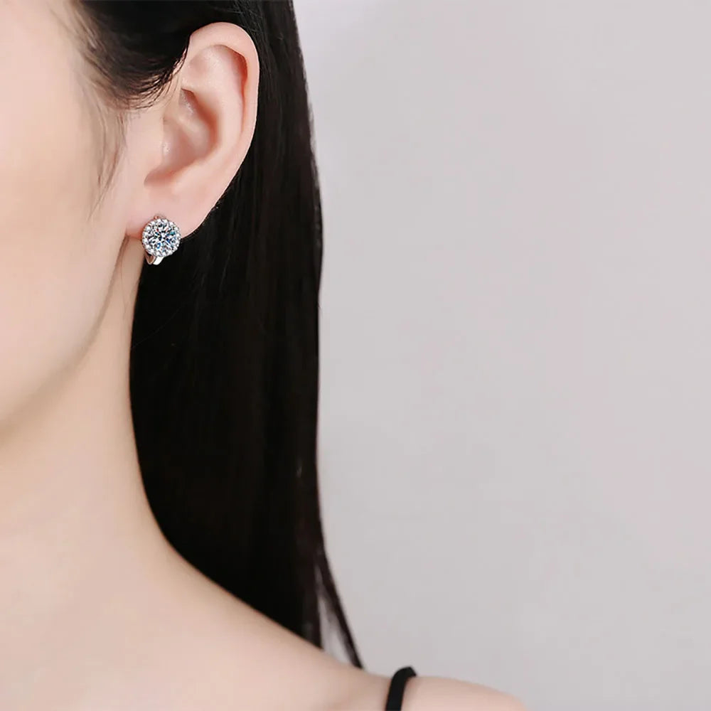 Serenty 2ct D Color Moissanite Hoop Earrings For Women Wedding Bridal S925 Sterling Silver Couples Stud Earring Anniversary Gift - Brileon