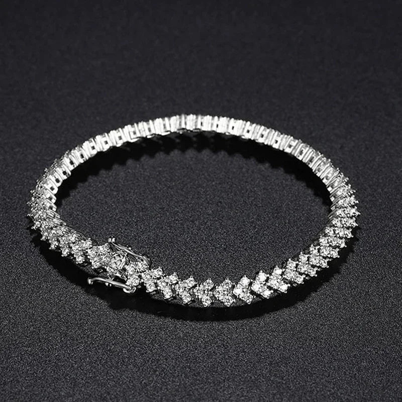NeeTim Moissanite Tennis Bracelet 925 Sterling Silver Full Diamond Bracelets with Gold Plated Fine Jewelry For Women with GRA - Brileon