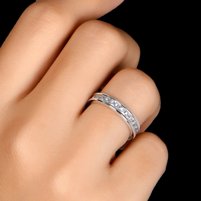 RAPRGOLD 2*2mm Fashion Princess Cut Light Luxury Zircon Ring Dainty 925 Sterling Silver Rings for Men Women Fine Jewelry Gift - Brileon