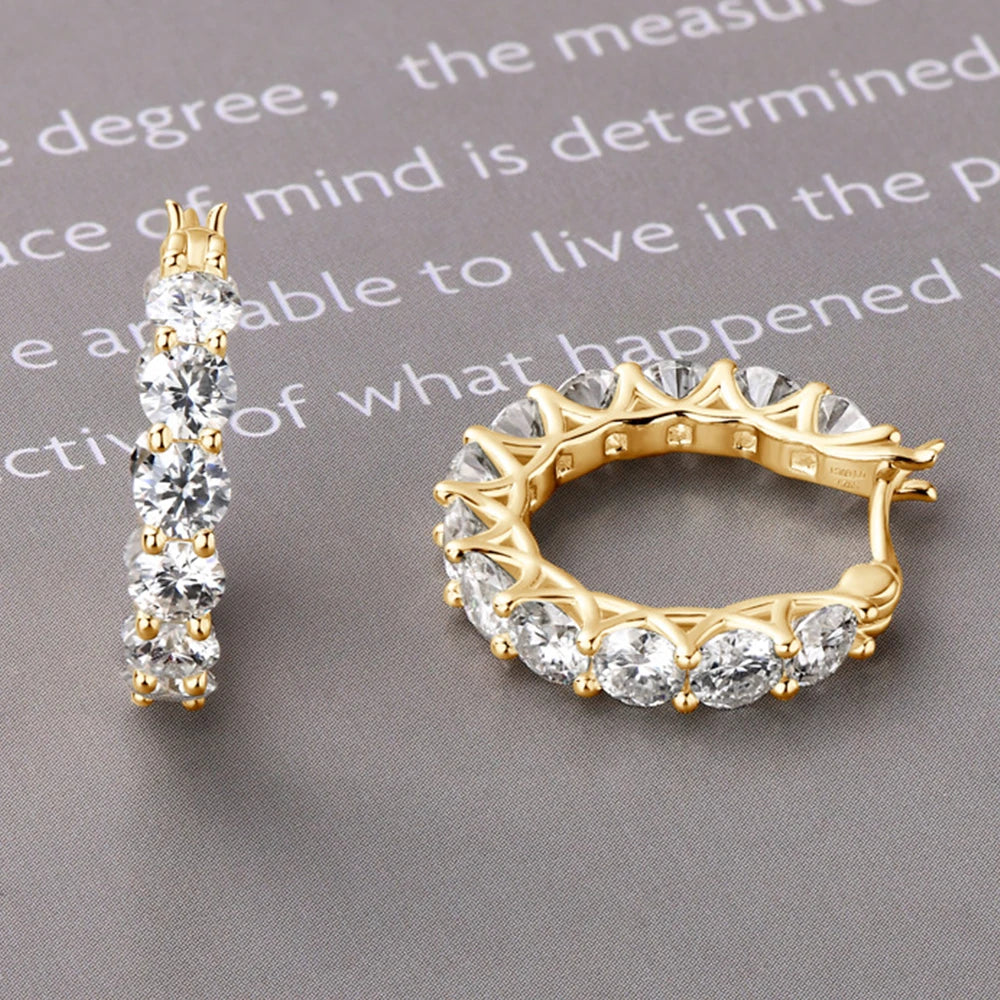 Luxury 4mm Full Moissanite Hoop Earring Original Certified 925 Silver 3.6ct Moissanite Diamond Earring for Women Wedding Jewelry - Brileon