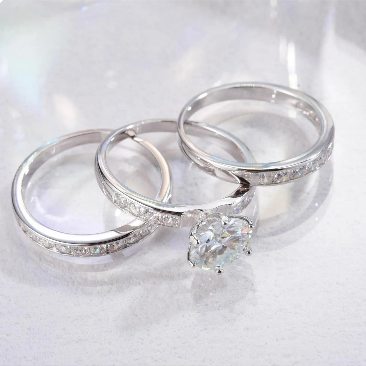 Brileon Evynora Triple Moissanite Ring Set - Brileon