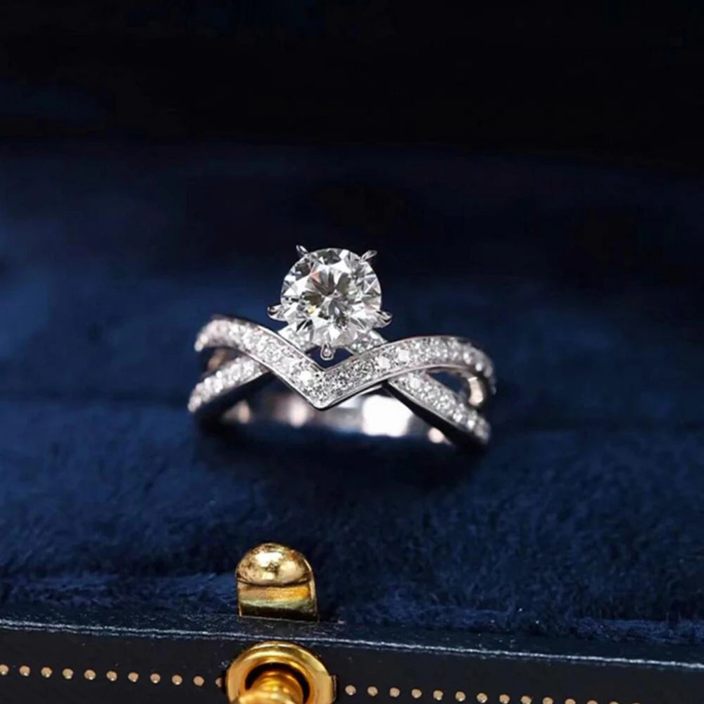Brileon Elegant Celeste V-Crown Moissanite Ring - Brileon