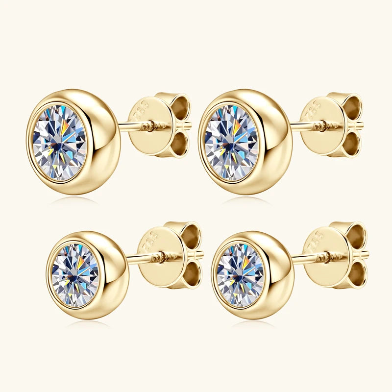 RAPRGOLD Round Moissanite Exquisite Stud Earring for Women S925 Sterling Silver Piercing Earrings Fine Jewelry Gifts Pendientes - Brileon