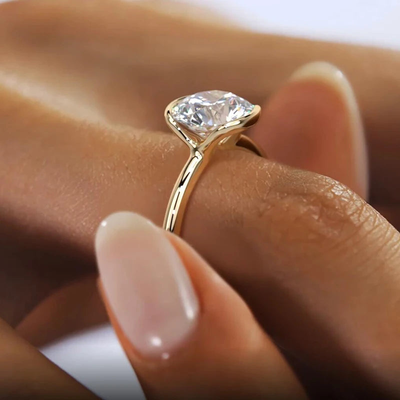 RAPRGOLD 1CT Moissanite Classic Solitaire Wedding Ring 925 Sterling Silver Ladies Engagement Rings for Women Fine Jewelry Gifts - Brileon