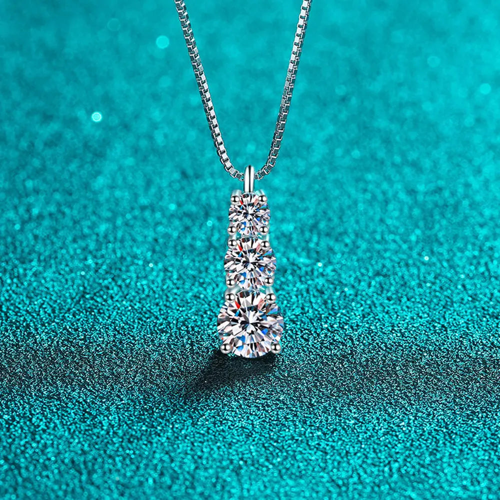 Brileon Lumina Moissanite Diamond Necklace – 18K White Gold Plated S925 - Brileon