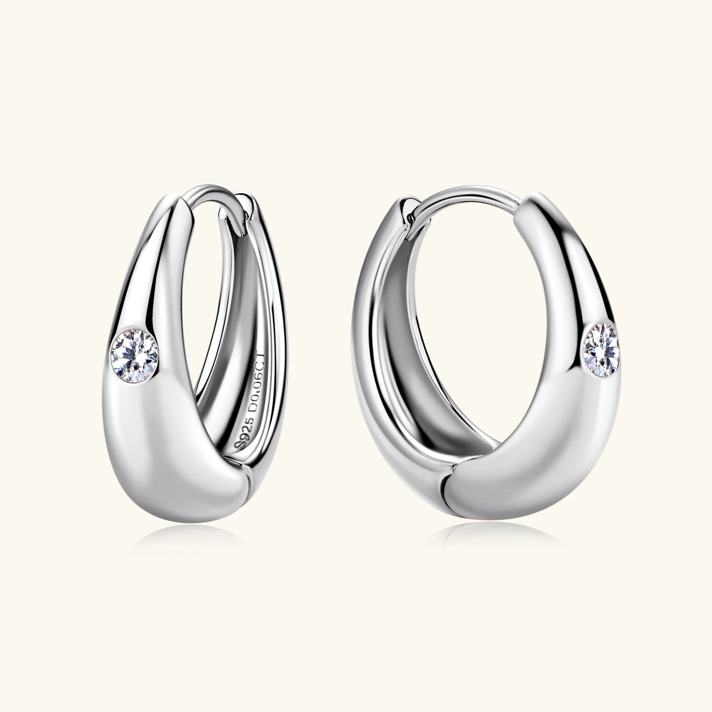 RAPRGOLD Certified 2.5mm Moissanite Retro Hoop Earring for Women S925 Sterling Silver Exquisit Earrings Jewelry Gifts pendientes - Brileon