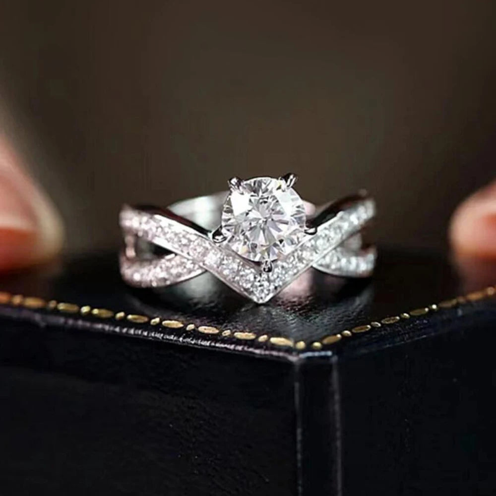 Brileon Elegant Celeste V-Crown Moissanite Ring - Brileon