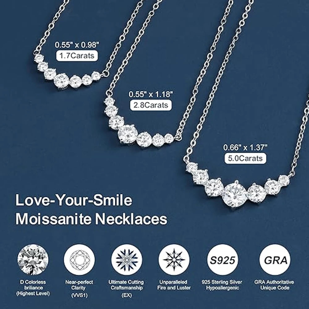 Brileon Radiant Grace Moissanite Necklace – 18K White Gold Plated S925 - Brileon