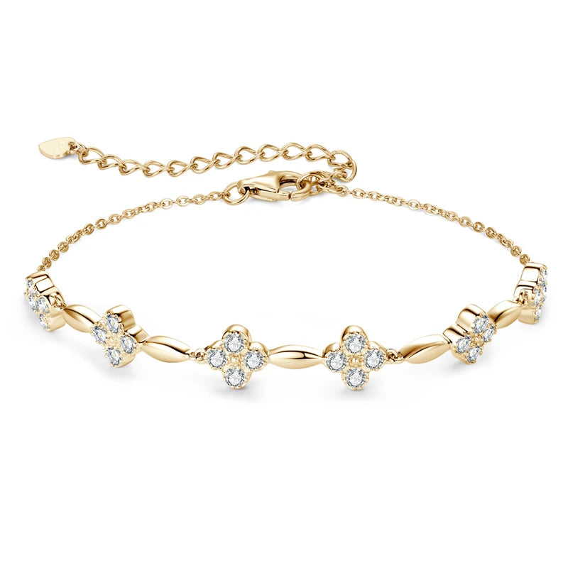 Brileon Bloom 925 Silver Moissanite Flower Bracelet - Brileon