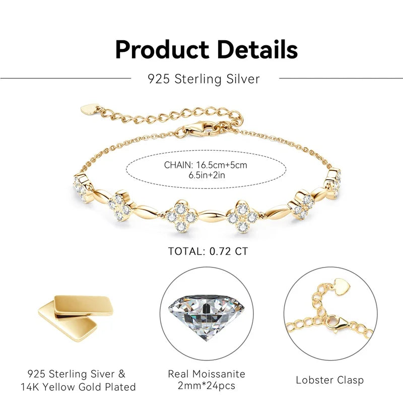 Brileon Bloom 925 Silver Moissanite Flower Bracelet - Brileon