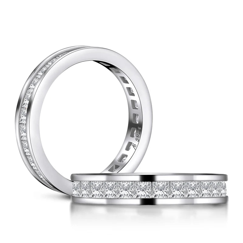 RAPRGOLD 2*2mm Fashion Princess Cut Light Luxury Zircon Ring Dainty 925 Sterling Silver Rings for Men Women Fine Jewelry Gift - Brileon