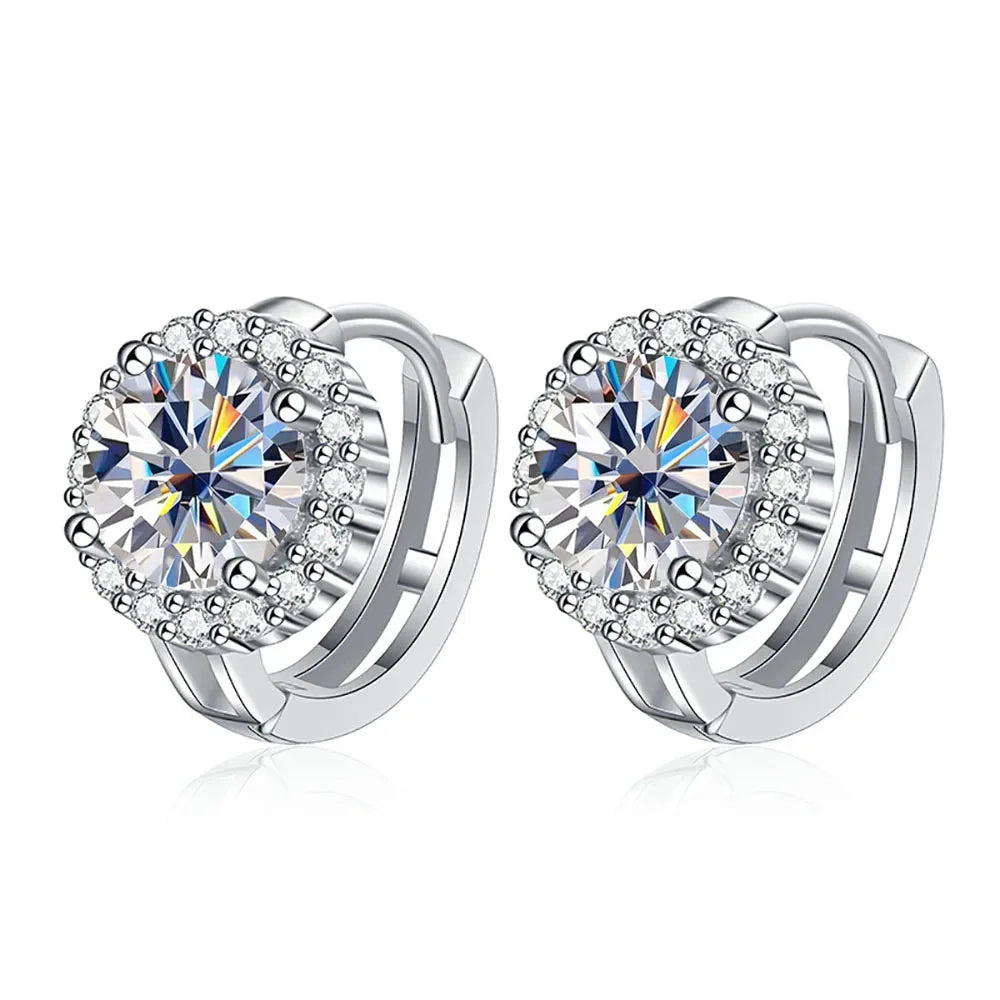 Serenty 2ct D Color Moissanite Hoop Earrings For Women Wedding Bridal S925 Sterling Silver Couples Stud Earring Anniversary Gift - Brileon