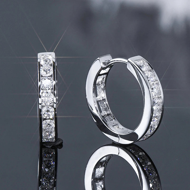 RAPRGOLD GRA Certified Moissanite Hoop Earrings for Women Men's Real S925 Sterling Silver Round Earring Jewelry Gifts orecchini - Brileon