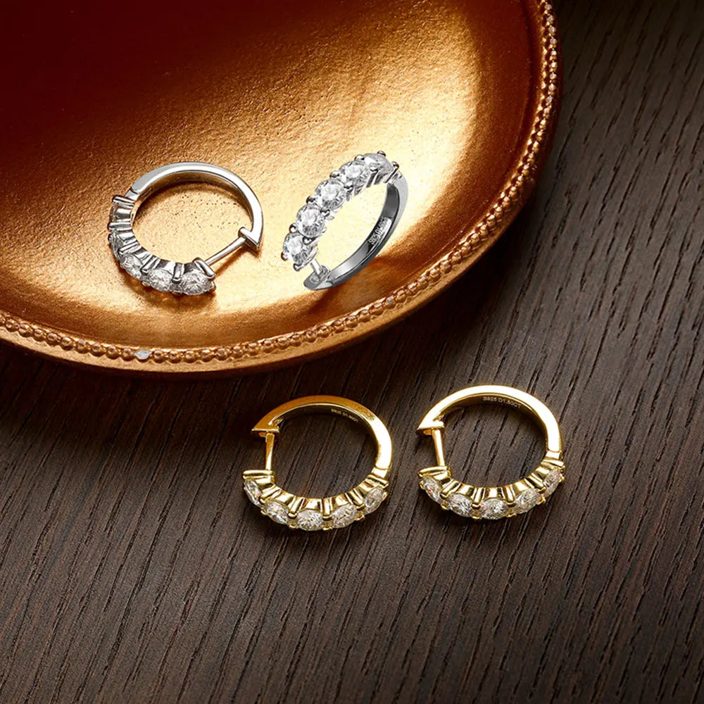 Brileon Eternal Glow Moissanite Hoop Earrings – 18K White Gold Plated S925 - Brileon