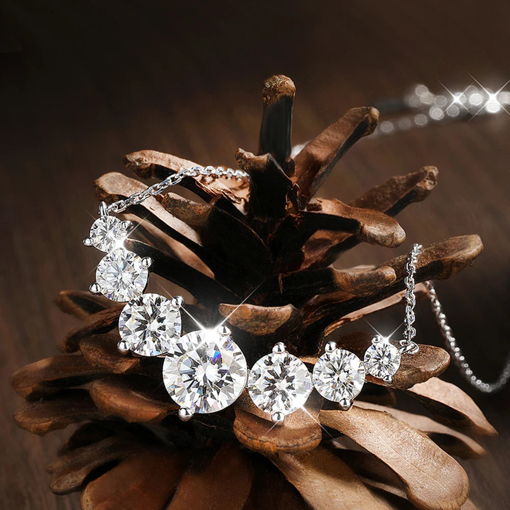 Brileon Radiant Grace Moissanite Necklace – 18K White Gold Plated S925 - Brileon