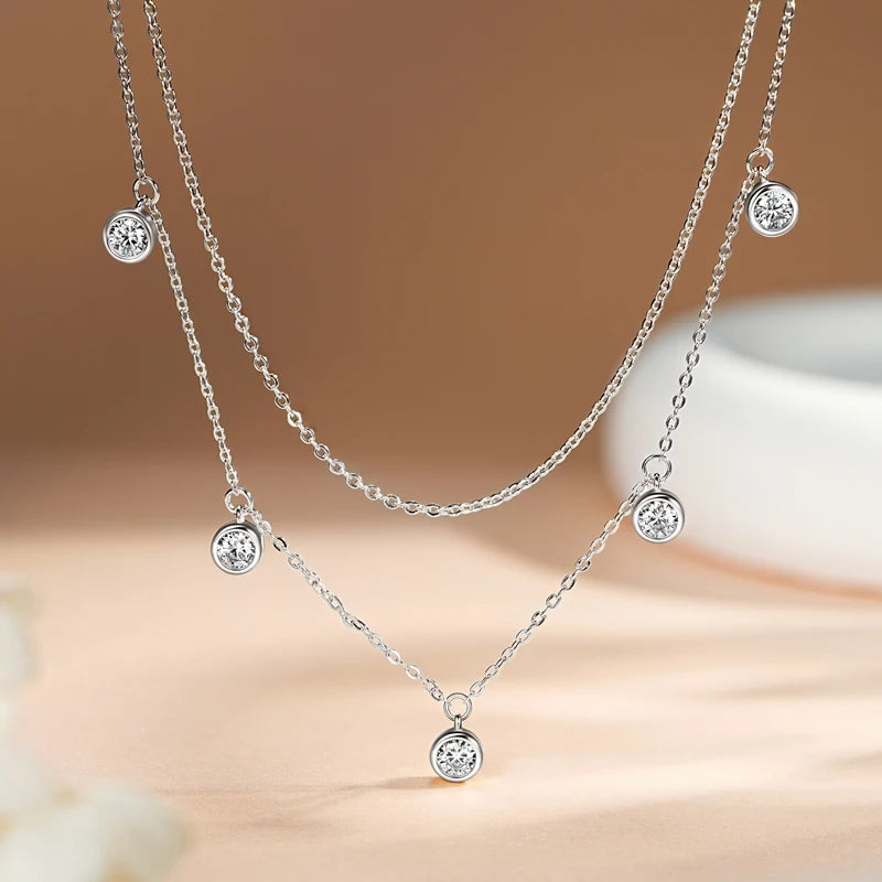Brileon Celestelle Moissanite Double Layer Pendant Necklace - Brileon