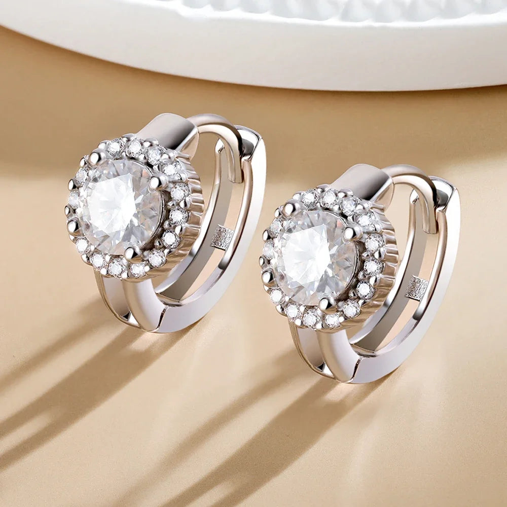 Serenty 2ct D Color Moissanite Hoop Earrings For Women Wedding Bridal S925 Sterling Silver Couples Stud Earring Anniversary Gift - Brileon