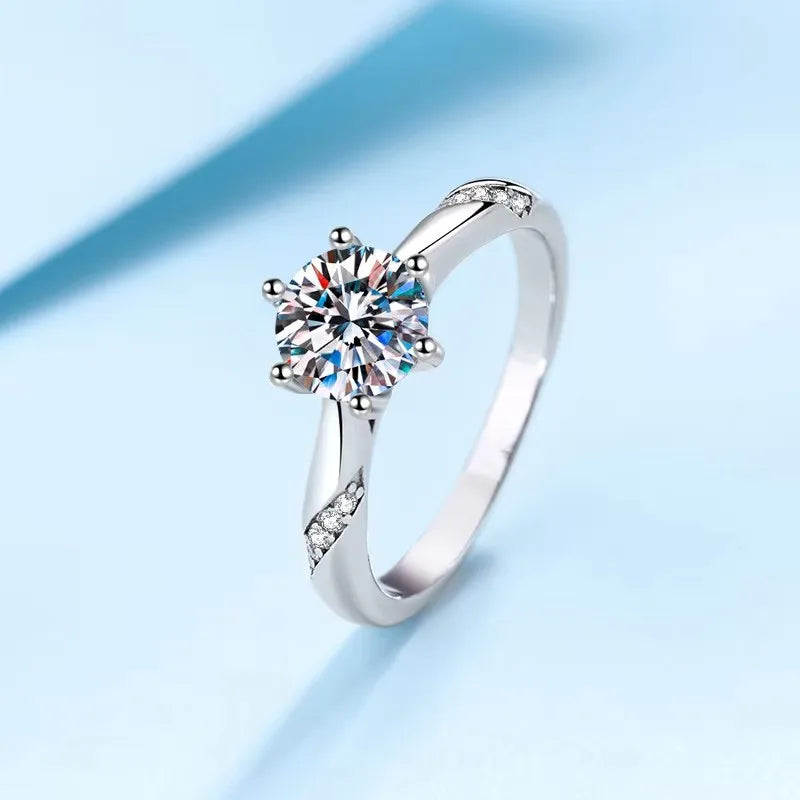 NeeTim 1ct - 3ct Moissanite Ring 925 Sterling Silver with 18K Gold Plated Diamond Engagement Wedding Band Fine Jewelry For Women - Brileon