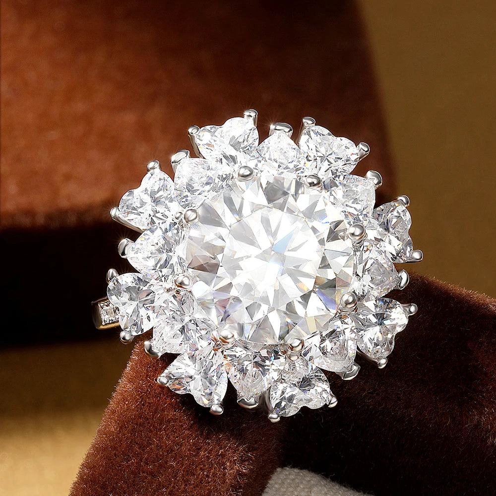 5 Carat D Color Moissanite Ring for Women 925 Sterling Silver Plated 18k White Gold Engagement Wedding Band Sparkling Jewelry - Brileon