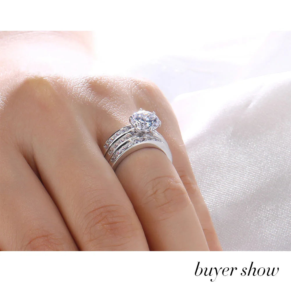 Brileon Evynora Triple Moissanite Ring Set - Brileon