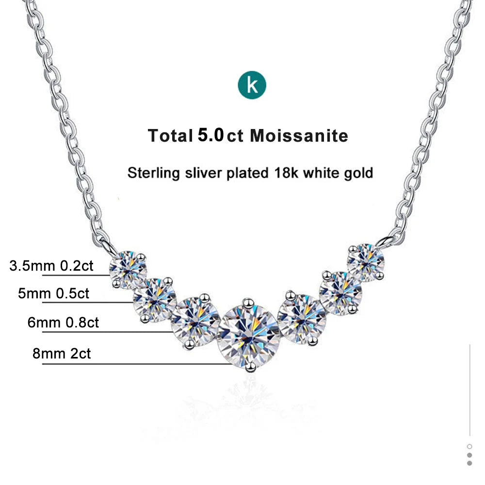 Brileon Radiant Grace Moissanite Necklace – 18K White Gold Plated S925 - Brileon