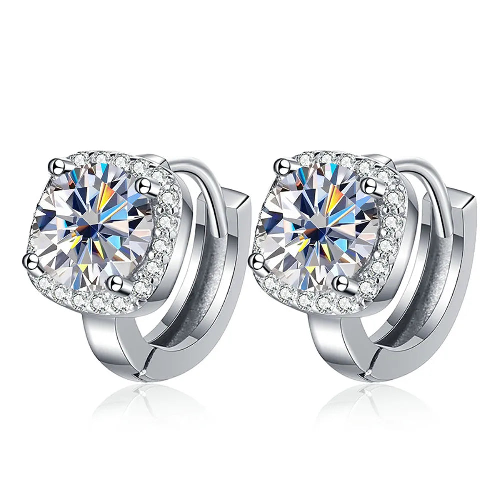 Serenty 2ct D Color Moissanite Hoop Earrings For Women Wedding Bridal S925 Sterling Silver Couples Stud Earring Anniversary Gift - Brileon