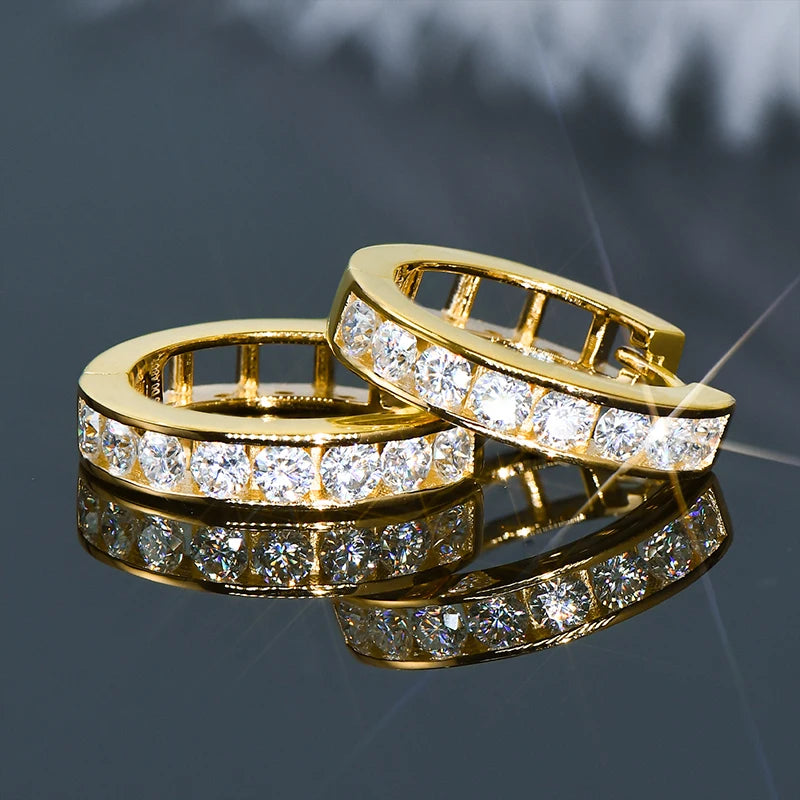 RAPRGOLD GRA Certified Moissanite Hoop Earrings for Women Men's Real S925 Sterling Silver Round Earring Jewelry Gifts orecchini - Brileon
