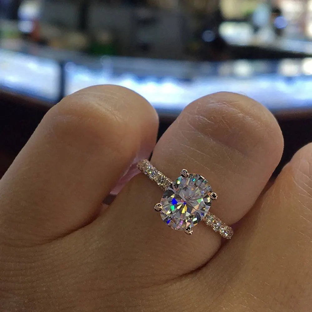 Brileon Elegance Oval Moissanite Ring – 18K White Gold Plated S925 - Brileon